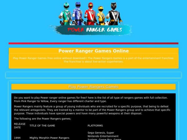 powerrangergamesfree.com